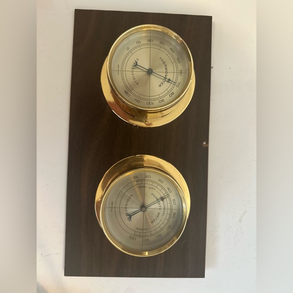 Mid Century Modern Springfield Weather Station Wood Grain Wall Mount Nautical - Picture 2 of 9
